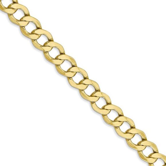Men's 6.5mm 10k Yellow Gold Hollow Curb Link Chain Necklace 18 Inch